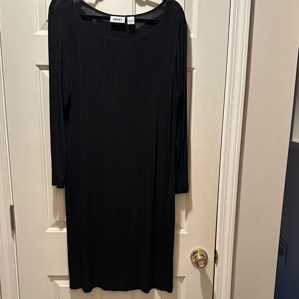 Chico's Classic Black Long Sleeve Travelers Dress